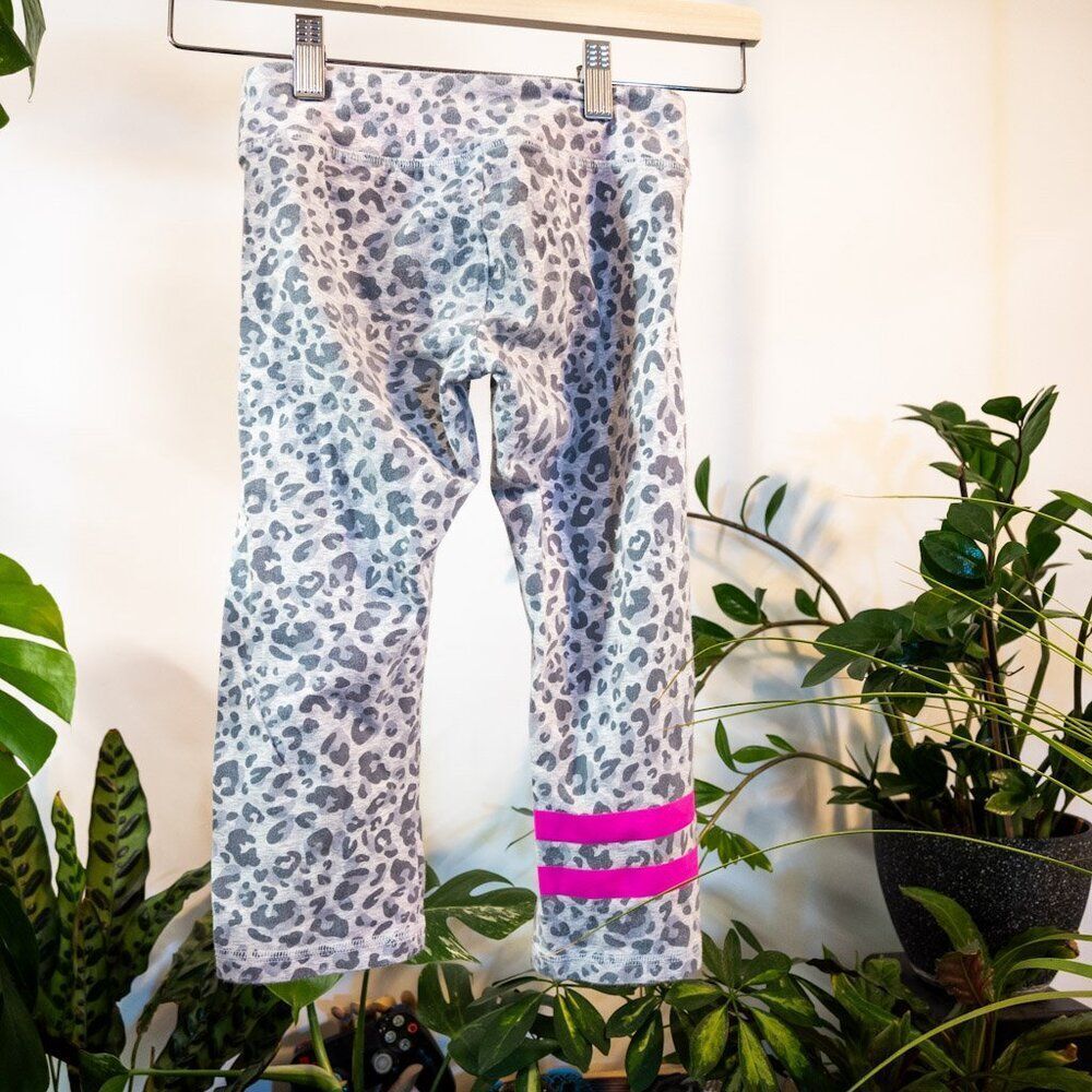 SO Girls Pink Striped Cheetah Yoga Leggings, Size 10